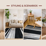 Ultra Soft Area Rug, Non Slip, Stain Resistant, Washable Area Rugs for Living Room, Bedroom, Bold Monochrome Striped Area Rug for Versatile Decor Accents(Black)