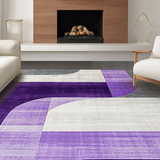 Ultra Soft Area Rug, Non Slip, Stain Resistant, Washable Area Rugs for Living Room, Bedroom, Sophisticated Grey and Purple Motif(Purple)