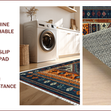 Ultra Soft Area Rug, Non Slip, Stain Resistant, Washable Area Rugs for Living Room, Bedroom, Boho Tribal Low Pile Bedroom Non-Slip Carpet(Black)