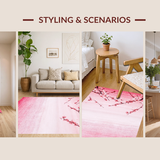 Ultra Soft Area Rug, Non Slip, Stain Resistant, Washable Area Rugs for Living Room, Bedroom, Tranquil Blossom Breeze Aesthetic(Pink)