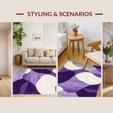 Ultra Soft Area Rug, Non Slip, Stain Resistant, Washable Area Rugs for Living Room, Bedroom, Contemporary Chic Geometric Fusion(Purple)