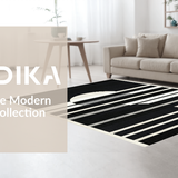 Ultra Soft Area Rug, Non Slip, Stain Resistant, Washable Area Rugs for Living Room, Bedroom, Artisan Woven Contrasting Striped Rug For Chic Layered Entryway Decor(Black)