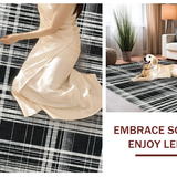 Ultra Soft Area Rug, Non Slip, Stain Resistant, Washable Area Rugs for Living Room, Bedroom, Urban Entry Stripe Rug with Chic Layered Lines and Graphic Contrast Pattern(Black)