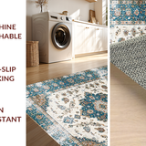 Ultra Soft Area Rug, Non Slip, Stain Resistant, Washable Area Rugs for Living Room, Bedroom, Trendy Soft Earthy Tiled Arrangement(White)