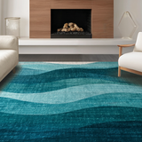 Ultra Soft Area Rug, Non Slip, Stain Resistant, Washable Area Rugs for Living Room, Bedroom, Abstract Ombre Design Round Rug Featuring Striking Shades of Teal and Blue(Blue)
