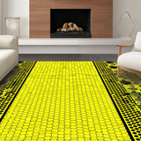 Ultra Soft Area Rug, Non Slip, Stain Resistant, Washable Area Rugs for Living Room, Bedroom, Honeycomb Rustic Floral Design(Yellow)