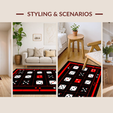 Ultra Soft Area Rug, Non Slip, Stain Resistant, Washable Area Rugs for Living Room, Bedroom, Bold Y2K Inspired Floor Design(Red)