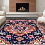 Ultra Soft Area Rug, Non Slip, Stain Resistant, Washable Area Rugs for Living Room, Bedroom, Serene Earthy Tones with Linear Patterns(Blue)