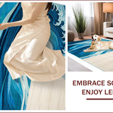 Ultra Soft Area Rug, Non Slip, Stain Resistant, Washable Area Rugs for Living Room, Bedroom, Serene Nautical Dreamscape Motif(Blue)