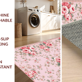 Ultra Soft Area Rug, Non Slip, Stain Resistant, Washable Area Rugs for Living Room, Bedroom, Chic Contemporary Floral Elegance(Pink)