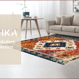 Ultra Soft Area Rug, Non Slip, Stain Resistant, Washable Area Rugs for Living Room, Bedroom, Traditional Blue Bedroom Easy Clean Patterned Area Rug(Red)