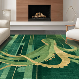 Ultra Soft Area Rug, Non Slip, Stain Resistant, Washable Area Rugs for Living Room, Bedroom, Octopus Art Deco Rug(Green)