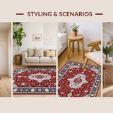 Ultra Soft Area Rug, Non Slip, Stain Resistant, Washable Area Rugs for Living Room, Bedroom, Chic Transitional Diamond Pattern(Red)