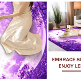 Ultra Soft Area Rug, Non Slip, Stain Resistant, Washable Area Rugs for Living Room, Bedroom, Radiant Moonbeam Floral Theme(Purple)