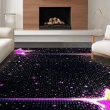 Ultra Soft Area Rug, Non Slip, Stain Resistant, Washable Area Rugs for Living Room, Bedroom, Fun Glittery Nebula Inspired Look(Black)