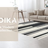 Ultra Soft Area Rug, Non Slip, Stain Resistant, Washable Area Rugs for Living Room, Bedroom, Graphic Modern Striped Rug With Alternating Thick And Thin Black White Lines(Black)
