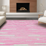 Ultra Soft Area Rug, Non Slip, Stain Resistant, Washable Area Rugs for Living Room, Bedroom, Eclectic Modern Striped Visuals(Pink)
