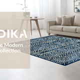 Ultra Soft Area Rug, Non Slip, Stain Resistant, Washable Area Rugs for Living Room, Bedroom, Contemporary Neutral Geometric Motif(Blue)