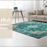 Ultra Soft Area Rug, Non Slip, Stain Resistant, Washable Area Rugs for Living Room, Bedroom, Vintage Teal Floral Medallion(Blue)