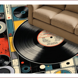 Ultra Soft Area Rug, Non Slip, Stain Resistant, Washable Area Rugs for Living Room, Bedroom, Colorful Semi-Circle Music Motif(Red)