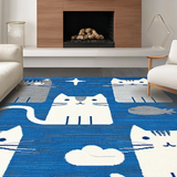 Ultra Soft Area Rug, Non Slip, Stain Resistant, Washable Area Rugs for Living Room, Bedroom, Lively Cartoonish Pet Pattern(Blue)
