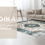 Ultra Soft Area Rug, Non Slip, Stain Resistant, Washable Area Rugs for Living Room, Bedroom, Trendy Soft Earthy Tiled Arrangement(White)