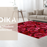 Ultra Soft Area Rug, Non Slip, Stain Resistant, Washable Area Rugs for Living Room, Bedroom, Artistic Plush Floral Interpretation(Red)
