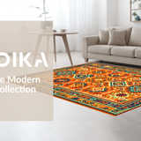 Ultra Soft Area Rug, Non Slip, Stain Resistant, Washable Area Rugs for Living Room, Bedroom, Contemporary Colorful Abstract Design(Orange)