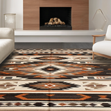 Ultra Soft Area Rug, Non Slip, Stain Resistant, Washable Area Rugs for Living Room, Bedroom, Cultural Rustic Geometric Aesthetic(Brown)
