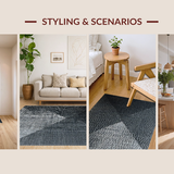 Ultra Soft Area Rug, Non Slip, Stain Resistant, Washable Area Rugs for Living Room, Bedroom, Geometric Bow Rug:  Black Decorative Carpet(Gray)