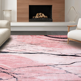 Ultra Soft Area Rug, Non Slip, Stain Resistant, Washable Area Rugs for Living Room, Bedroom, Elegant Modern Marble Aesthetic(Pink)