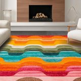 Ultra Soft Area Rug, Non Slip, Stain Resistant, Washable Area Rugs for Living Room, Bedroom, Artful Striped Colorful Motif(Orange)