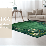 Ultra Soft Area Rug, Non Slip, Stain Resistant, Washable Area Rugs for Living Room, Bedroom, Vibrant Abstract Floral Composition(Green)