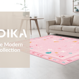 Ultra Soft Area Rug, Non Slip, Stain Resistant, Washable Area Rugs for Living Room, Bedroom, Creative Cheerful Typographic Visualization(Pink)