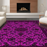 Ultra Soft Area Rug, Non Slip, Stain Resistant, Washable Area Rugs for Living Room, Bedroom, Vintage Scroll Flourish Aesthetic(Purple)