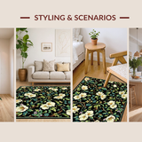 Ultra Soft Area Rug, Non Slip, Stain Resistant, Washable Area Rugs for Living Room, Bedroom, Artistic Colorful Petal Display(White)