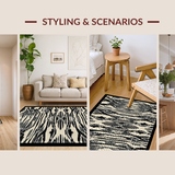 Ultra Soft Area Rug, Non Slip, Stain Resistant, Washable Area Rugs for Living Room, Bedroom, High-Contrast Striped Rustic Charm(Beige)