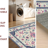 Ultra Soft Area Rug, Non Slip, Stain Resistant, Washable Area Rugs for Living Room, Bedroom, Rustic Soft Pastel Floral Design(Ivory)