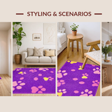 Ultra Soft Area Rug, Non Slip, Stain Resistant, Washable Area Rugs for Living Room, Bedroom, Bright and Cheerful Cartoon Animal Style(Purple)