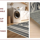 Ultra Soft Area Rug, Non Slip, Stain Resistant, Washable Area Rugs for Living Room, Bedroom, Chic Diamond Stripe Motif(Black)