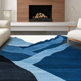 Charming Rustic Indigo Landscape Motif(Blue)