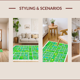 Ultra Soft Area Rug, Non Slip, Stain Resistant, Washable Area Rugs for Living Room, Bedroom, Interactive Green City Map Playroom Carpet(Green)