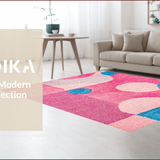 Ultra Soft Area Rug, Non Slip, Stain Resistant, Washable Area Rugs for Living Room, Bedroom, Abstract Boho Washable(Pink)