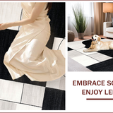Ultra Soft Area Rug, Non Slip, Stain Resistant, Washable Area Rugs for Living Room, Bedroom, Handmade Wool Viscose Abstract(Black)