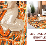 Ultra Soft Area Rug, Non Slip, Stain Resistant, Washable Area Rugs for Living Room, Bedroom, Lively Multi-Tonal Medallion Style(Orange)