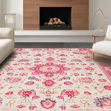 Ultra Soft Area Rug, Non Slip, Stain Resistant, Washable Area Rugs for Living Room, Bedroom, Chic Distressed Organic Pattern(White)