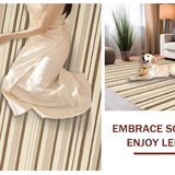 Ultra Soft Area Rug, Non Slip, Stain Resistant, Washable Area Rugs for Living Room, Bedroom, Rustic Striped High-Low Visual Appeal(Beige)