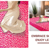 Ultra Soft Area Rug, Non Slip, Stain Resistant, Washable Area Rugs for Living Room, Bedroom, Bright Cheerful Wild Animal Design(Pink)