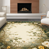 Ultra Soft Area Rug, Non Slip, Stain Resistant, Washable Area Rugs for Living Room, Bedroom, Sophisticated Nature-Inspired Geometric Style(White)