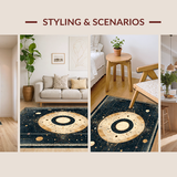 Ultra Soft Area Rug, Non Slip, Stain Resistant, Washable Area Rugs for Living Room, Bedroom, Celestial Ethnic Starry Motif(Gold)
